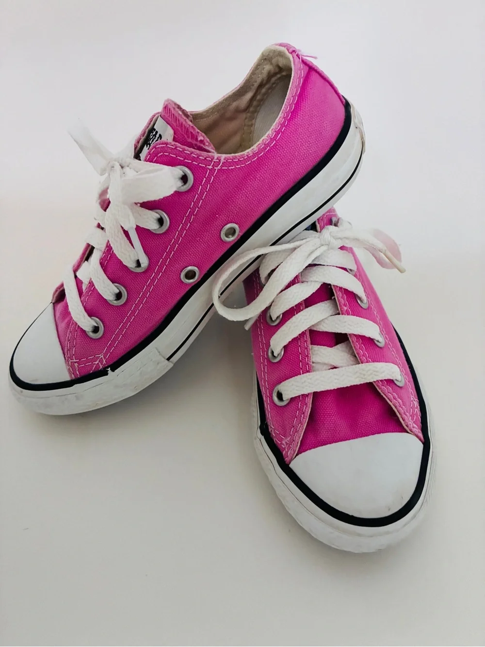 Kids Hot Pink Converse Canvas Lace-Up Sneakers
